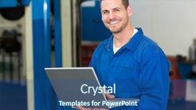  Presentation with mechanic repair - Cool new presentation theme with smiling mechanic using his laptop backdrop and a ocean colored foreground