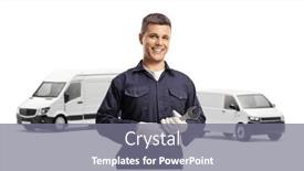  Presentation with mechanic - Presentation theme consisting of smiling-mechanic-worker-holding background and a  colored foreground