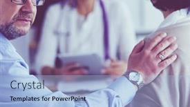  Presentation with patient care - PPT theme having smiling-medical-doctor-and-patient background and a light blue colored foreground