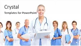  Presentation with medical smiling doctor - Audience pleasing slide deck consisting of smiling medical doctor isolated backdrop and a sky blue colored foreground