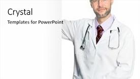  Presentation with medical smiling doctor - Colorful presentation design enhanced with smiling medical doctor showing clipboard backdrop and a white colored foreground