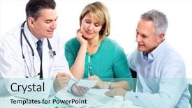  Presentation with medical robot hand and doctor - Beautiful slides featuring smiling medical doctor with senior backdrop and a arctic colored foreground