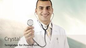  Presentation with medical smiling doctor - Colorful presentation enhanced with smiling-medical-doctor-with-stethoscope backdrop and a lemonade colored foreground