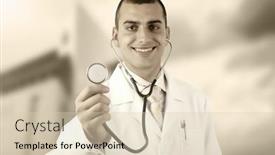  Presentation with medical smiling doctor - Presentation theme having smiling-medical-doctor-with-stethoscope background and a lemonade colored foreground