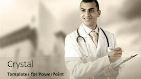  Presentation with medical smiling doctor - Amazing slides having smiling-medical-doctor-with-stethoscope backdrop and a mint green colored foreground