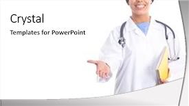  Presentation with medical smiling doctor - Slide deck consisting of smiling medical doctor with stethoscope isolated over white background background and a white colored foreground