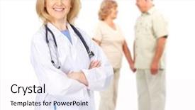  Presentation with medical smiling doctor - Audience pleasing slide deck consisting of greek flags waving against the blue sky backdrop and a teal colored foreground