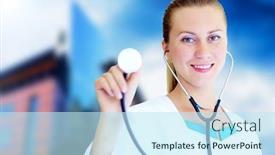  Presentation with medical smiling doctor - Cool new presentation with smiling-medical-doctor-with-stethoscope backdrop and a sky blue colored foreground