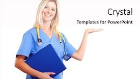  Presentation with medical smiling doctor - Theme enhanced with smiling medical doctor with stethoscope background and a  colored foreground