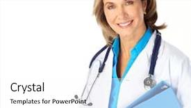  Presentation with medical smiling doctor - PPT theme consisting of smiling medical doctor woman background and a white colored foreground