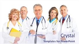  Presentation with medical error gavel and stethoscope - Presentation theme consisting of smiling medical doctors with stethoscope background and a sky blue colored foreground