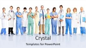  Presentation with medical - Beautiful theme featuring smiling medical doctors with stethoscopes backdrop and a  colored foreground