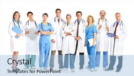  Presentation with medical error gavel and stethoscope - Beautiful presentation featuring smiling medical doctors with stethoscopes backdrop and a light blue colored foreground