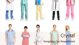  Presentation with medical - Theme with smiling medical people with stethoscopes background and a lemonade colored foreground