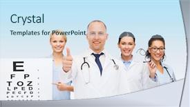  Presentation with eye doctor - Slide deck consisting of smiling medics or doctor background and a sky blue colored foreground