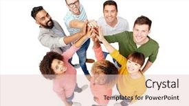  Presentation with race ethnicity - Theme enhanced with smiling men and women making background and a lemonade colored foreground