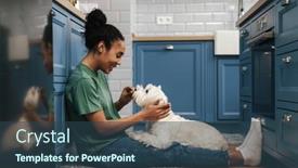  Presentation with african woman - Presentation theme enhanced with smiling-mid-aged-african-woman background and a ocean colored foreground