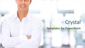  Presentation with aged - Beautiful presentation featuring smiling middle aged business man backdrop and a sky blue colored foreground