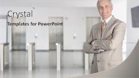  Presentation with elevators - Audience pleasing slide deck consisting of smiling-middle-aged-businessman backdrop and a light gray colored foreground