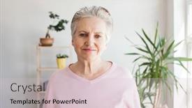  Presentation with senior living - Presentation with smiling-middle-aged-mature-grey background and a  colored foreground