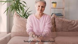  Presentation with senior living - Theme having smiling-middle-aged-mature-grey background and a coral colored foreground