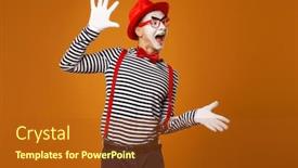  Presentation with mime - PPT layouts featuring smiling-mime-man-in-red background and a crimson colored foreground
