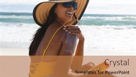  Presentation with sunscreen - Presentation theme enhanced with smiling-mixed-race-woman background and a coral colored foreground