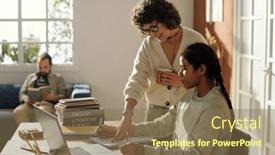  Presentation with mom - Slides featuring smiling-mom-helping-with-homework background and a violet colored foreground