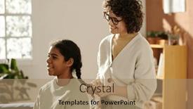  Presentation with mom - PPT layouts having smiling-mom-making-hairstyle background and a coral colored foreground