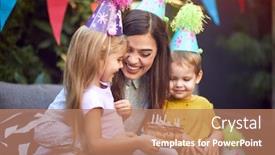  Presentation with mother child - Presentation design consisting of smiling-mother-and-her-boy background and a coral colored foreground