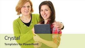  Presentation with displaying a happy mother cudd - PPT layouts having smiling mother and her student background and a  colored foreground