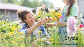  Presentation with daughter - Amazing slides having smiling mother giving flowers backdrop and a mint green colored foreground