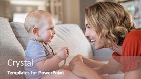  Presentation with maternity - Presentation design enhanced with smiling-mother-playing background and a coral colored foreground