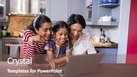  Presentation with laptop wireless - Colorful PPT layouts enhanced with smiling multi-generation family using backdrop and a violet colored foreground
