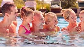  Presentation with summer holiday - Slides having smiling-multi-generation-family background and a coral colored foreground