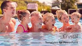  Presentation with summer holiday - Presentation enhanced with smiling-multi-generation-family background and a light blue colored foreground
