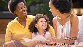  Presentation with family reading - Theme enhanced with smiling-multi-generation-female-family background and a coral colored foreground