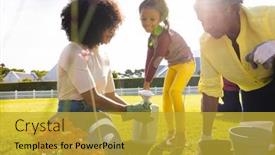  Presentation with family day - Theme having smiling-multiracial-girl-with-mother background and a gold colored foreground