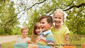  Presentation with finish line - Slides having smiling-multiracial-male-and-female background and a yellow colored foreground