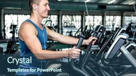  Presentation with gold man smile - Beautiful theme featuring smiling muscular man using elliptical backdrop and a ocean colored foreground