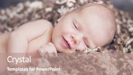  Presentation with new born - Beautiful presentation theme featuring smiling new born baby backdrop and a coral colored foreground