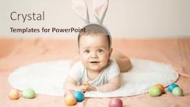  Presentation with baby color - PPT layouts with smiling-newborn-baby-is-lying background and a lemonade colored foreground