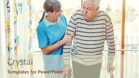  Presentation with helping man - Cool new theme with smiling-nurse-helping-senior-man backdrop and a soft green colored foreground