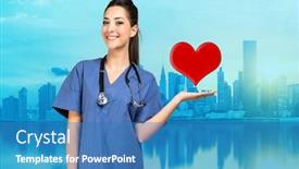  Presentation with neonatal nurse baby hand mother - Presentation with smiling-nurse-holding-a-heart background and a teal colored foreground