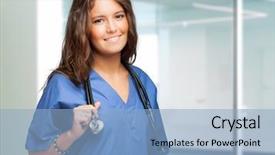  Presentation with nurse student - Slide deck consisting of student nurses - smiling nurse portrait background and a light blue colored foreground
