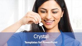  Presentation with eye drops products - PPT layouts having smiling nurse preparing eye drops background and a teal colored foreground