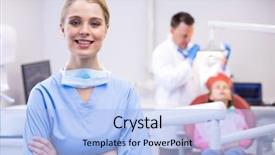  Presentation with army nurse - Theme featuring smiling nurse with arms cross background and a light blue colored foreground