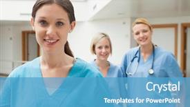  Presentation with healthcare workers - Amazing slides having smiling nurse with two nurse backdrop and a teal colored foreground