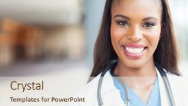  Presentation with elementary school african american female career day - Presentation consisting of written on a flow chart background and a ocean colored foreground