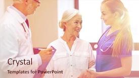  Presentation with nurse care - Slides featuring smiling nurses doctors - medicine age health care background and a lemonade colored foreground